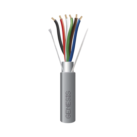 Bobina de 305 M de cable  6X22 AWG BLINDADO, PLENUM de color Gris, para Aplicaciones de Audio, Seguridad y Control