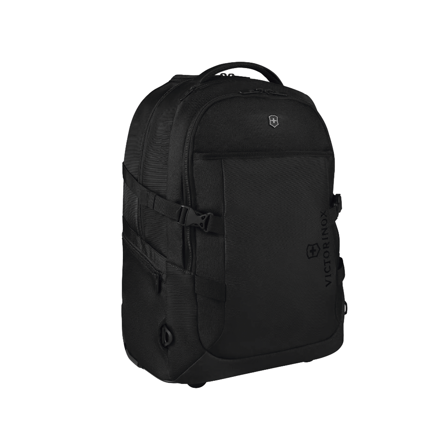 Mochila con ruedas y mango telescópico, Fabricada en poliéster de color negro