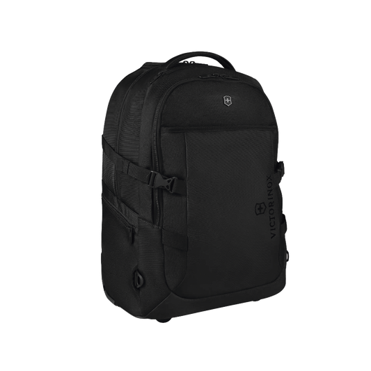 Mochila con ruedas y mango telescópico, Fabricada en poliéster de color negro