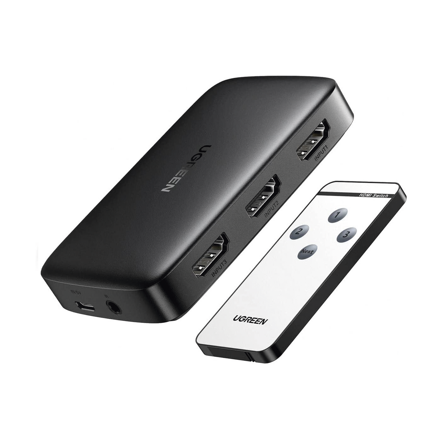 Conmutador HDMI 3X1 / 3 Puertos de entrada – 1 Puerto de Salida / Control Remoto / Resolución 4K@30Hz / 3D / Receptor de Infrarrojos / Transmisión Estable / Incluye Cable Micro USB para Alimentacion.