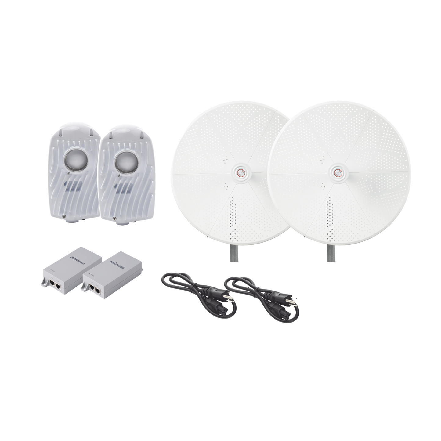 Kit de 2 radios B5X con antenasTXPD34B5X de (34 dBi), rango de frecuencia extendida (4.9 a 6.4 GHz), incluye inyector POE, cable de alimentación y para alineación, distancia de hasta 40 km
