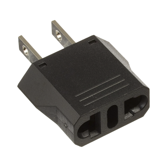 Adaptador de enchufe europea a americano, Calidad PREMIUM @ 6 A ; 110 - 250 Vca