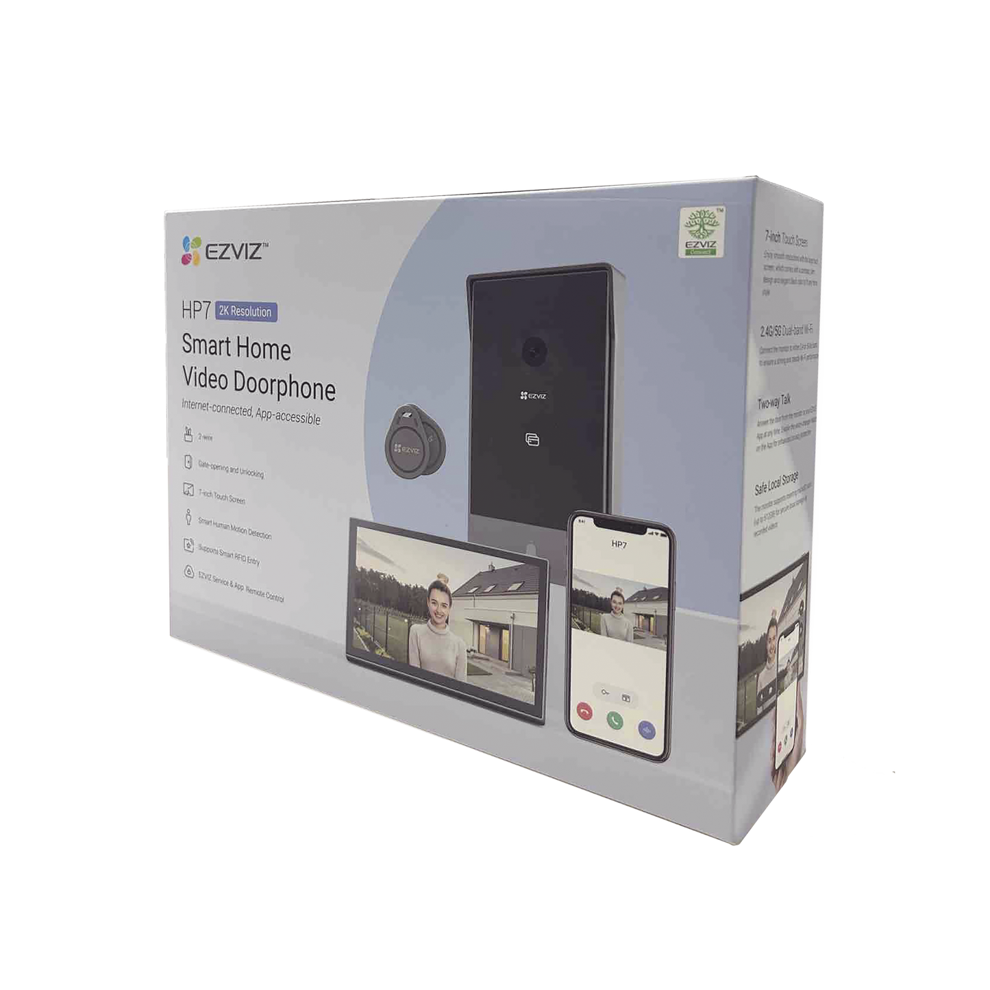 Videoportero IP Conexión a 2 Hilos / Con Monitor Wi-Fi para Interior / Frente de Calle IP65 Uso Exterior Protegido / Cámara 3 Megapíxel / Llamada a la App / Apertura remota / Soporta 2 Puertas / Ranura para MicroSD