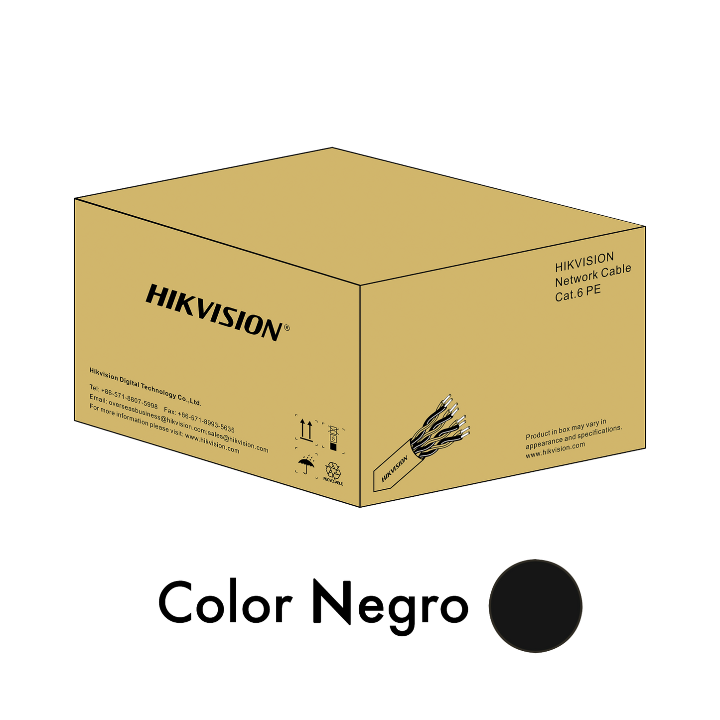 Bobina de Cable UTP 305 Mts / Cat 6 (23 AWG) / Color Negro / PE (Polietileno) / Uso en Exterior / 100% Cobre / Aplicaciones de CCTV y Redes de Datos