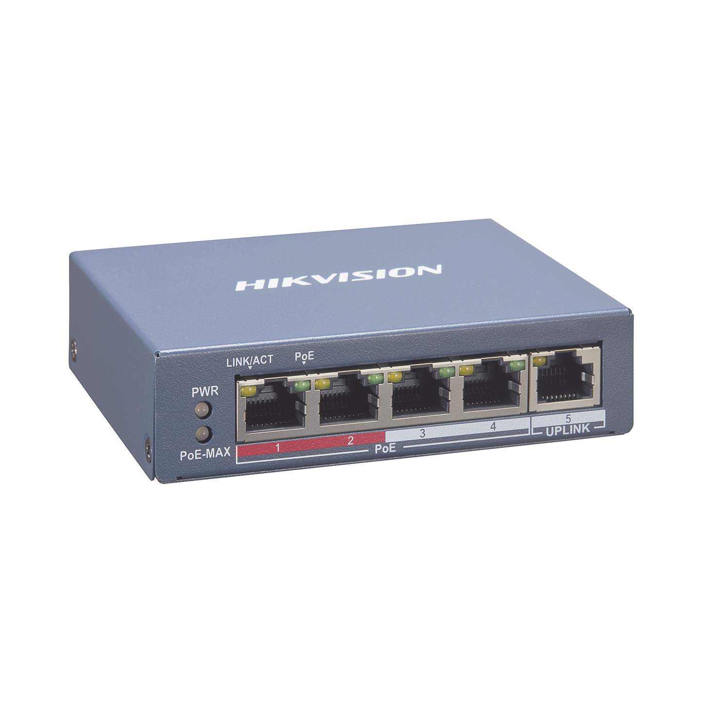 Switch Monitoreable PoE+ / 4 puertos 10/100 Mbps PoE+ / 1 puerto RJ45 Uplink / PoE Hasta 250 Metros / 60 W / Conexión Remota desde Hik-ProConnect