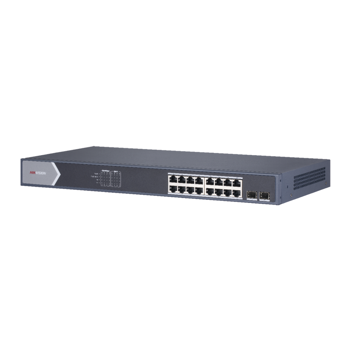 Switch Gigabit PoE+ / Administrable / 16 Puertos 10/100/1000 Mbps PoE+ / 1 Puerto 10/100/1000 Mbps de Uplink / 1 Puerto SFP / Configuración Remota desde Hik-PartnerPro / Modo Extendido hasta 300 Metros / 130 W