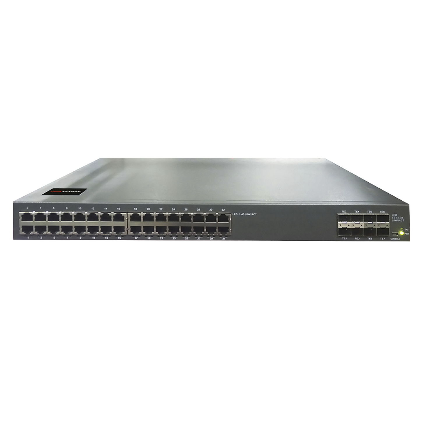 Switch Administrable Capa 3/ 32 puertos 10/100/1000 Mbps + 8 puertos SFP+ 10 G de Uplink.