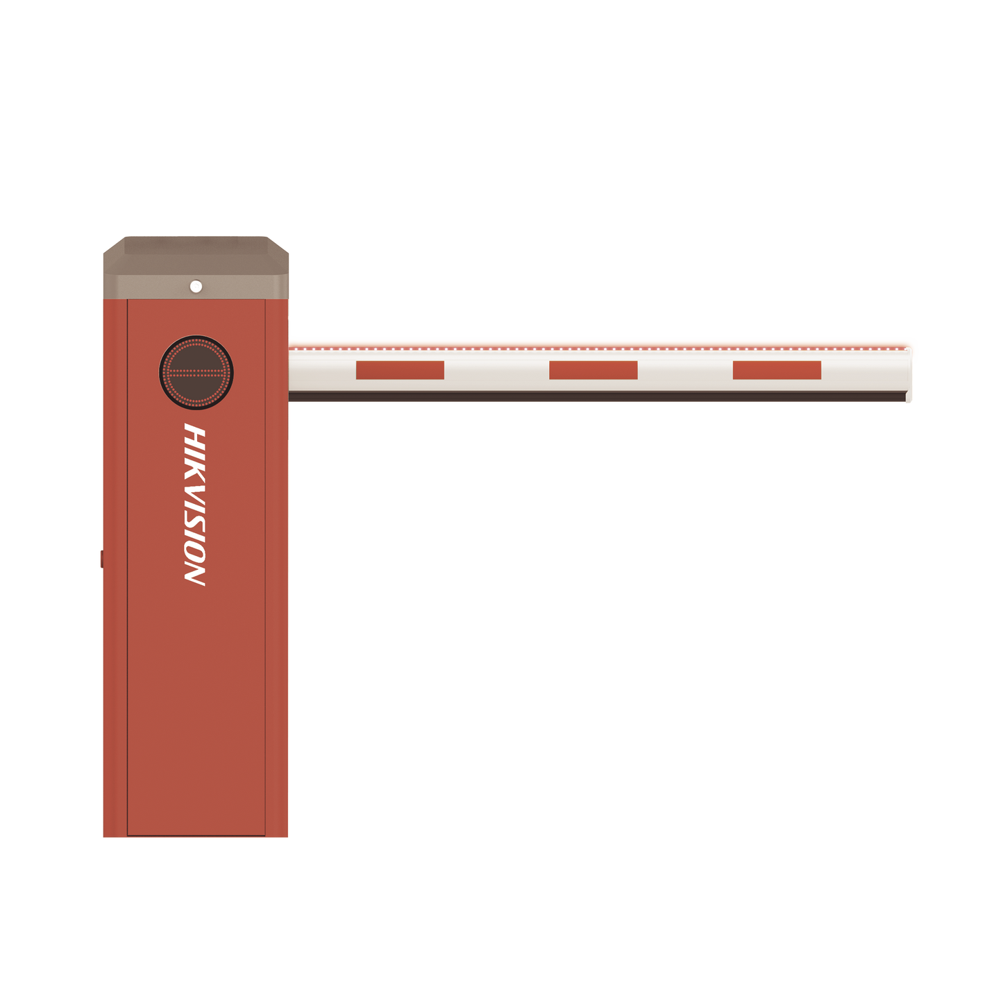Barrera Vehicular Brazo de 3 mts / Apertura de 0.9 a 6 Seg (Ajustable) / Banda Protectora Antigolpe de Vehículos / Iluminación LED / Protección IP54 / Alimentación 110 VCA