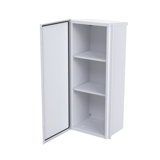Gabinete Acero Galv. para 3 Bat. PL110D12. Puerta Sin Ventilación. Acc. de piso o poste No incluidos (400 x 1060 x 300mm).