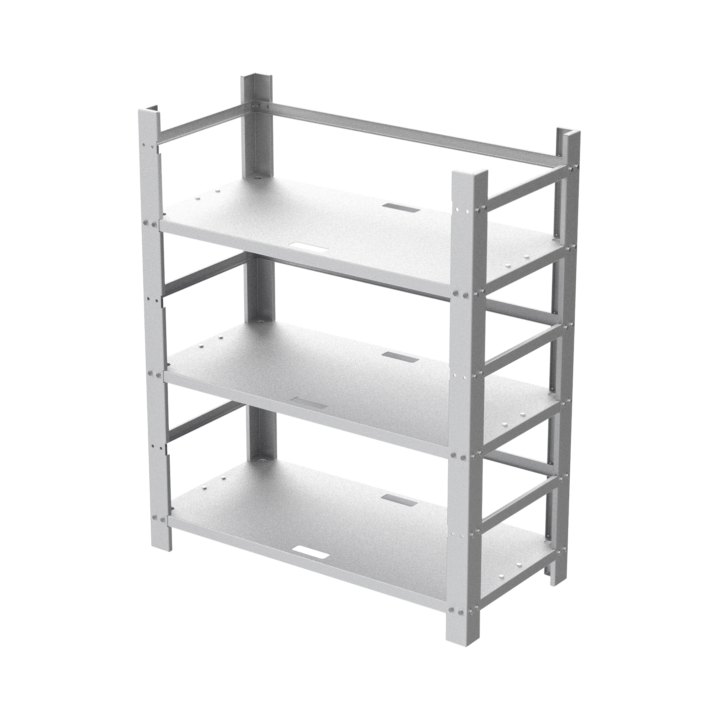 Estante Galvanizado de 3 Niveles para Instalación de 12 Baterías de Ciclo Profundo Similares a la PL-110-D12.