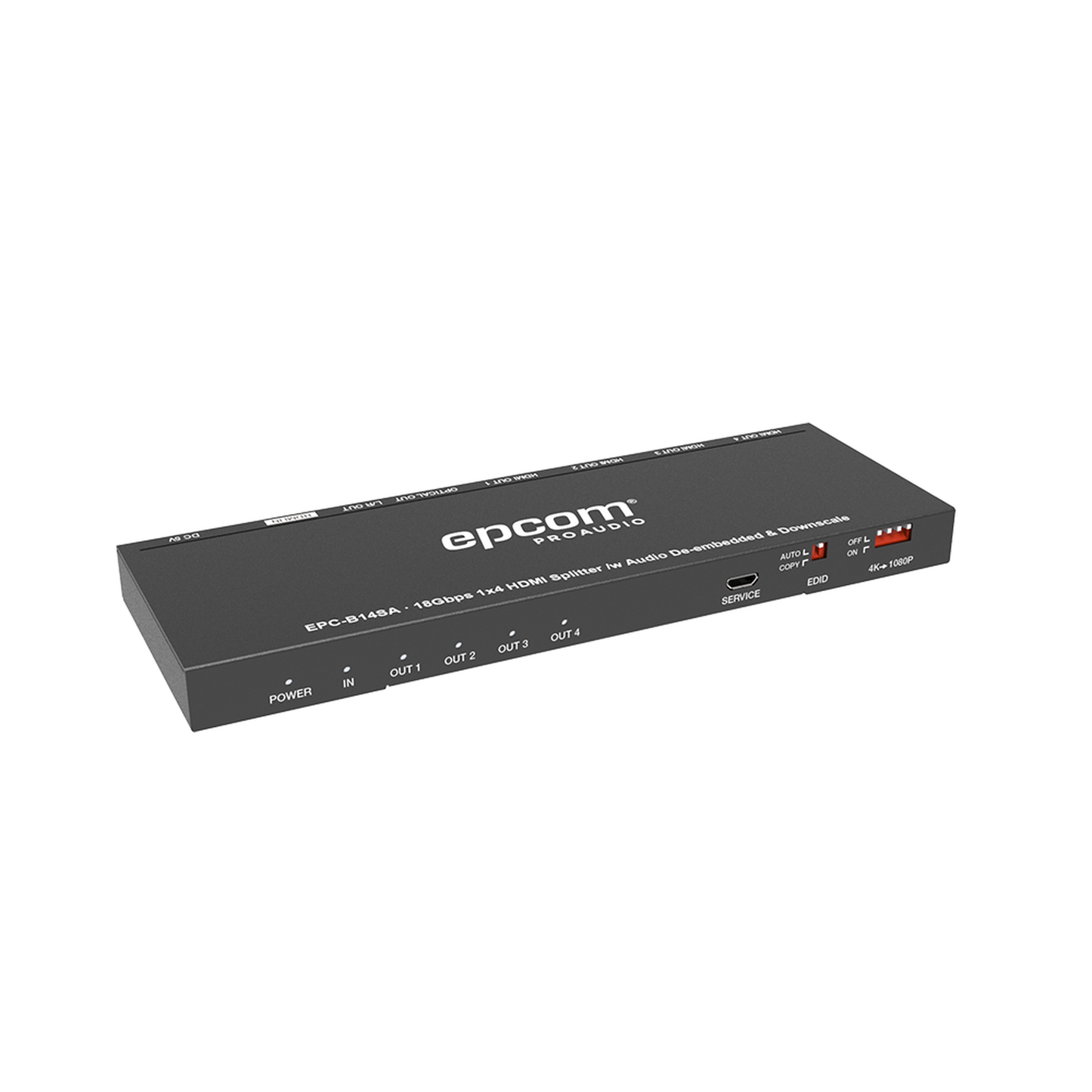 Splitter HDMI 1x4 | 4K@60Hz | Extractor de Audio | Down Scaler | HDR 4:4:4 | EDID | 18Gbps