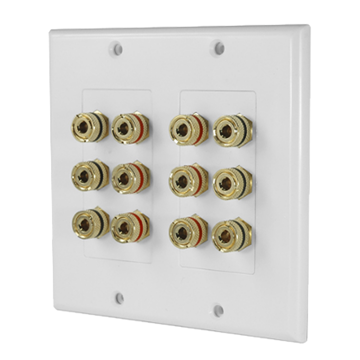 Placa de Pared | Postes de Unión Tipo Banana | Conexión para 6 Altavoces | Fácil Instalación | Conectores Chapados en Oro
