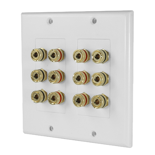 Placa de Pared | Postes de Unión Tipo Banana | Conexión para 6 Altavoces | Fácil Instalación | Conectores Chapados en Oro