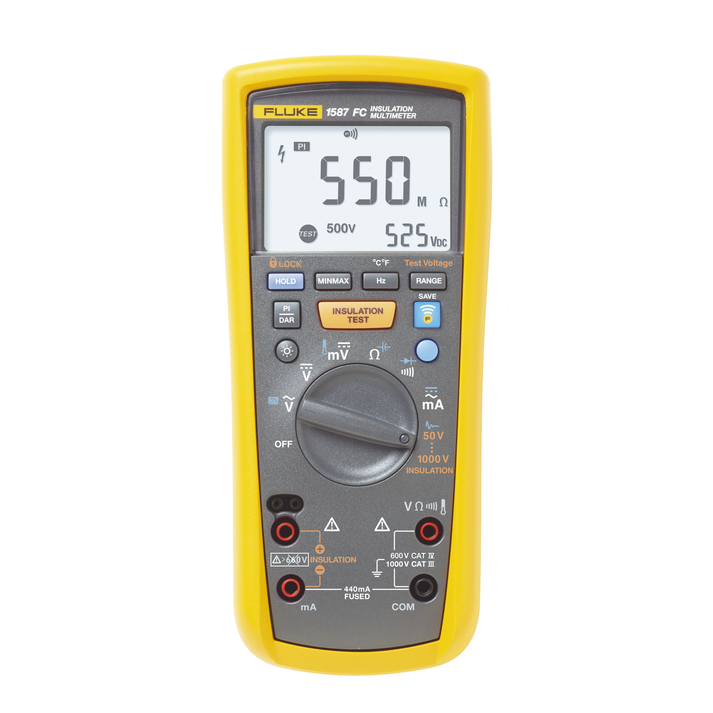 Multímetro de Aislamiento 0.01 M Ω - 2G Ω . Prueba de 50V - 1000V. Compatible con FLUKE CONNECT