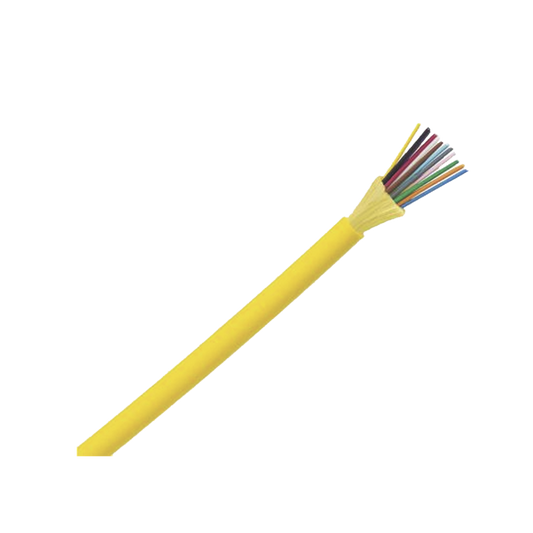 Cable de Fibra Óptica de 12 hilos, Monomodo OS2 9/125, Interior, Tight Buffer 900um, No Conductiva (Dieléctrica), OFNP (Plenum), Precio Por Metro