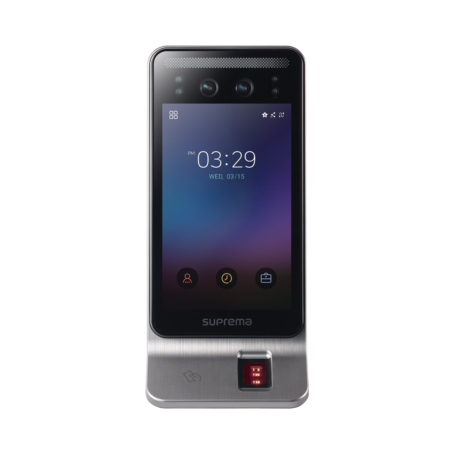 Lector Multi-tecnologia con detector de cubrebocas- Reconocimiento Facial, Huella, Tarjeta Móvil y lector de RFID(125kHz EM & 13.56 Mhz MIFARE) Compatible con BioStar2