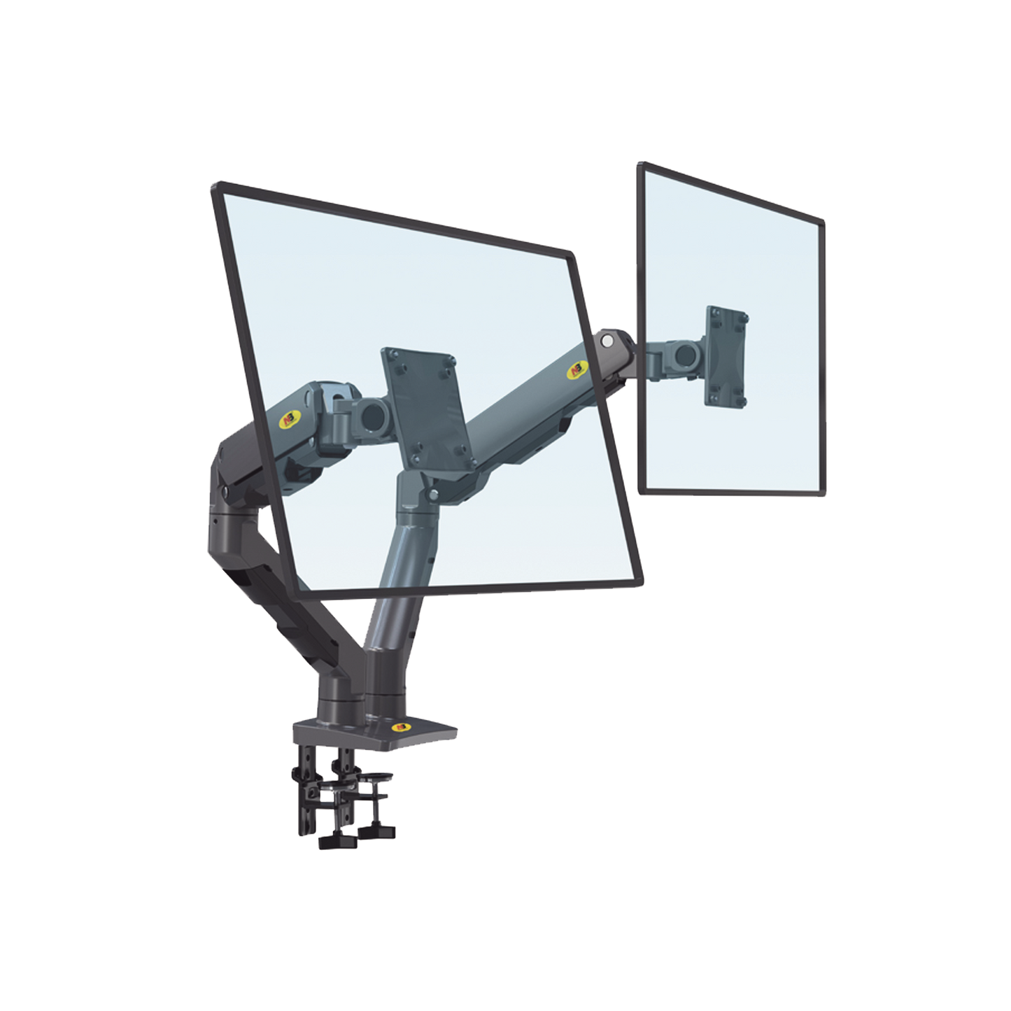 Montaje de Escritorio articulado para 2 monitores de 27-34" / Soporta hasta 16 kg / Vesa 75 x 75 / 100 x 100 / Acero / Giro: 360°