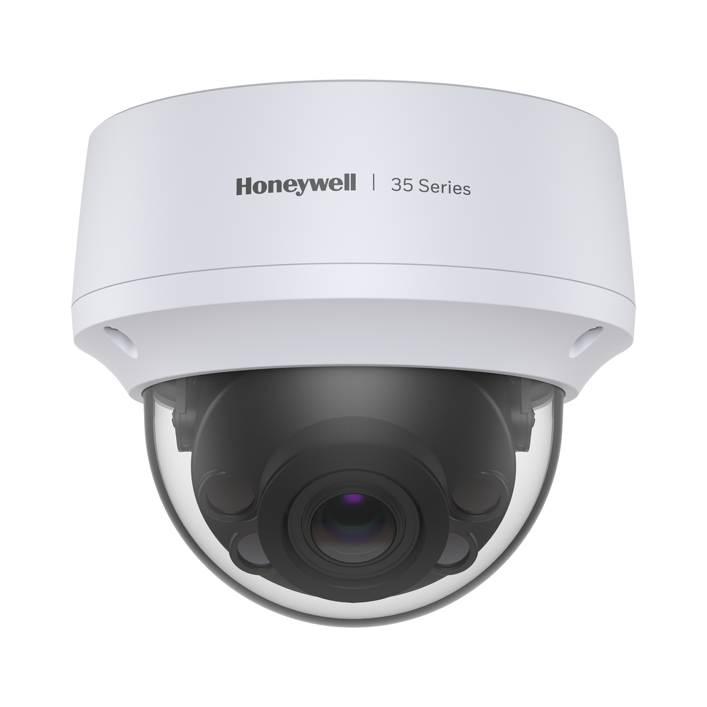 Camara Domo IP 8 Megapíxel / Lente Mot. 2.7 a 13.5 mm / 50 mts IR / NDAA / ONVIF / Exterior IP67 / IK10 / IA (Filtro de Humanos y Vehiculos) / Merodeo / Conteo de Personas / PoE / Audio y Alarmas I/O / Serie 35 / Honeywell Security