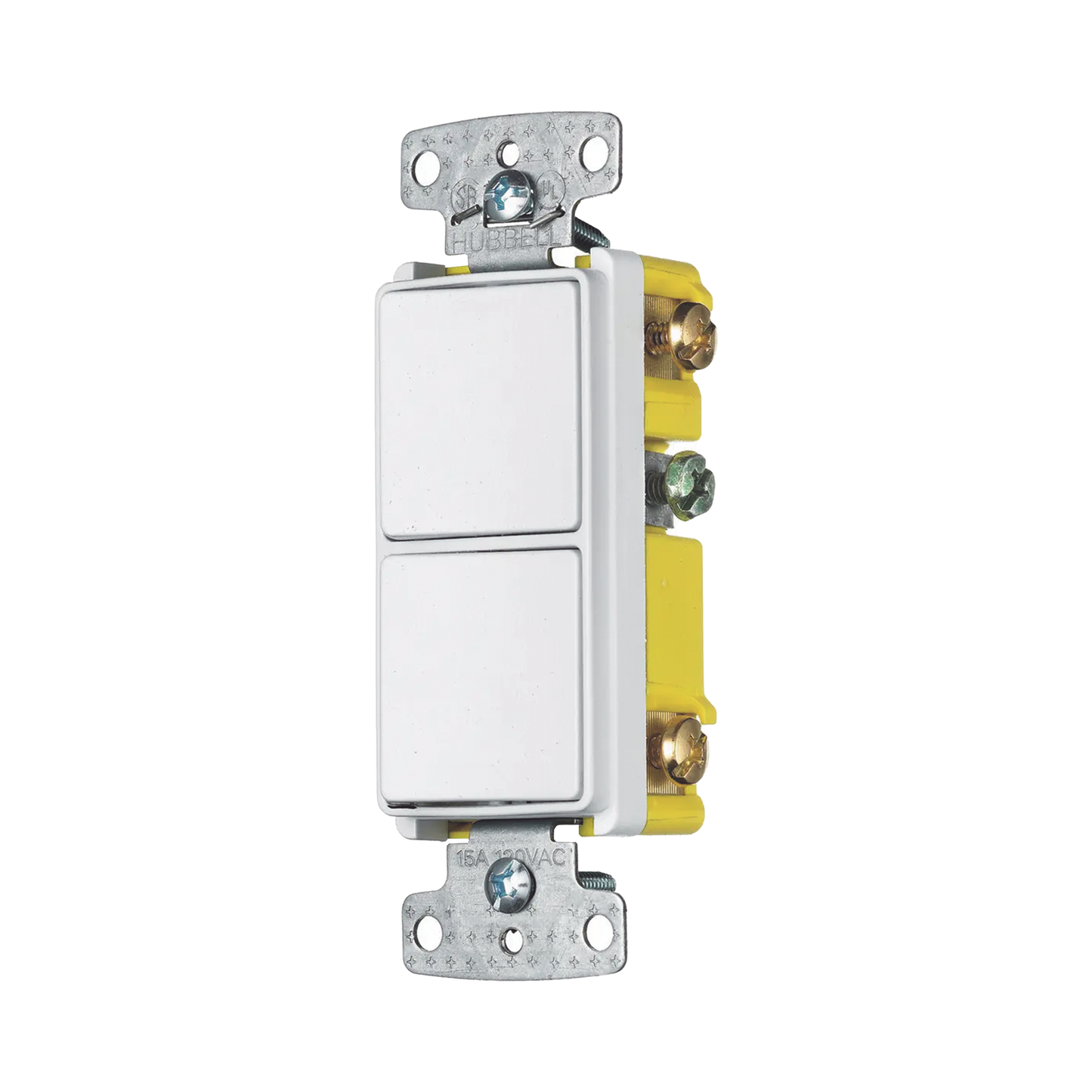 Interruptor Residencial 15 A 120-277 V, 1 Polo 3 Vías, Cableado lateral, Color Blanco.
