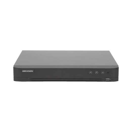 (Reconocimiento de Rostros / ACUSENSE) DVR 4 Megapixel / 16 Canales TURBOHD + 8 Canales IP / 1 Bahía de Disco Duro / 1 Canal de Audio / Audio por Coaxitron