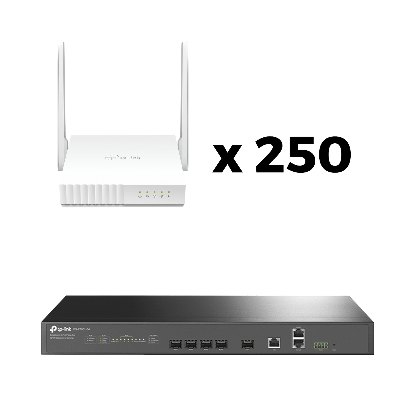 Kit para ISP`s / OLT DS-P7001-04 con Paquete de 250 ONU´s Modelo XN020G3.
