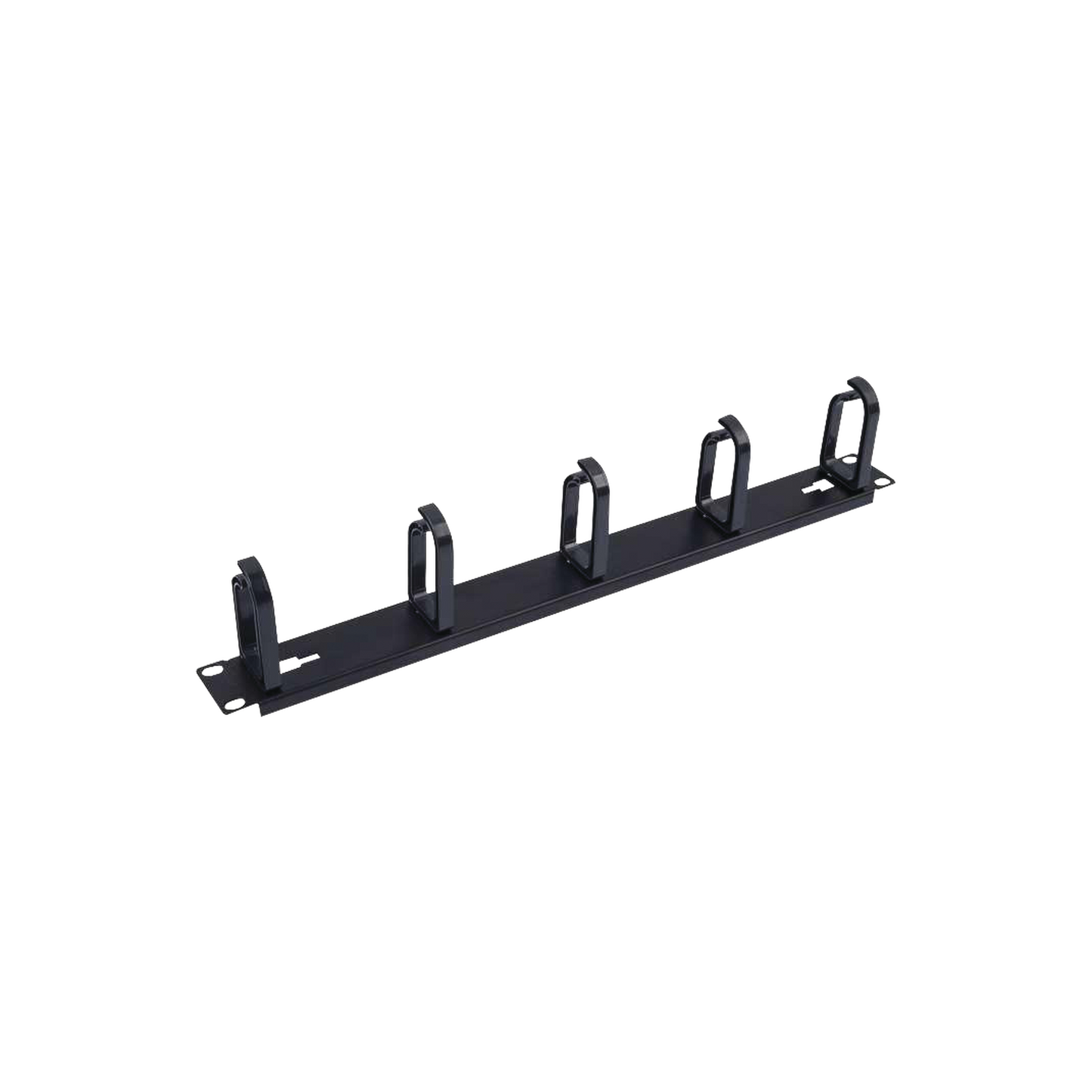 Organizador de cables con 5 anillos, 1U, 19" Color negro