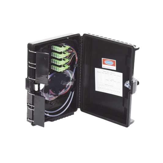 Cierre de Empalme para 24 fusiones de fibra óptica, Interior/Exterior, con 16 acopladores SC/APC y splitter 1x16, IP65