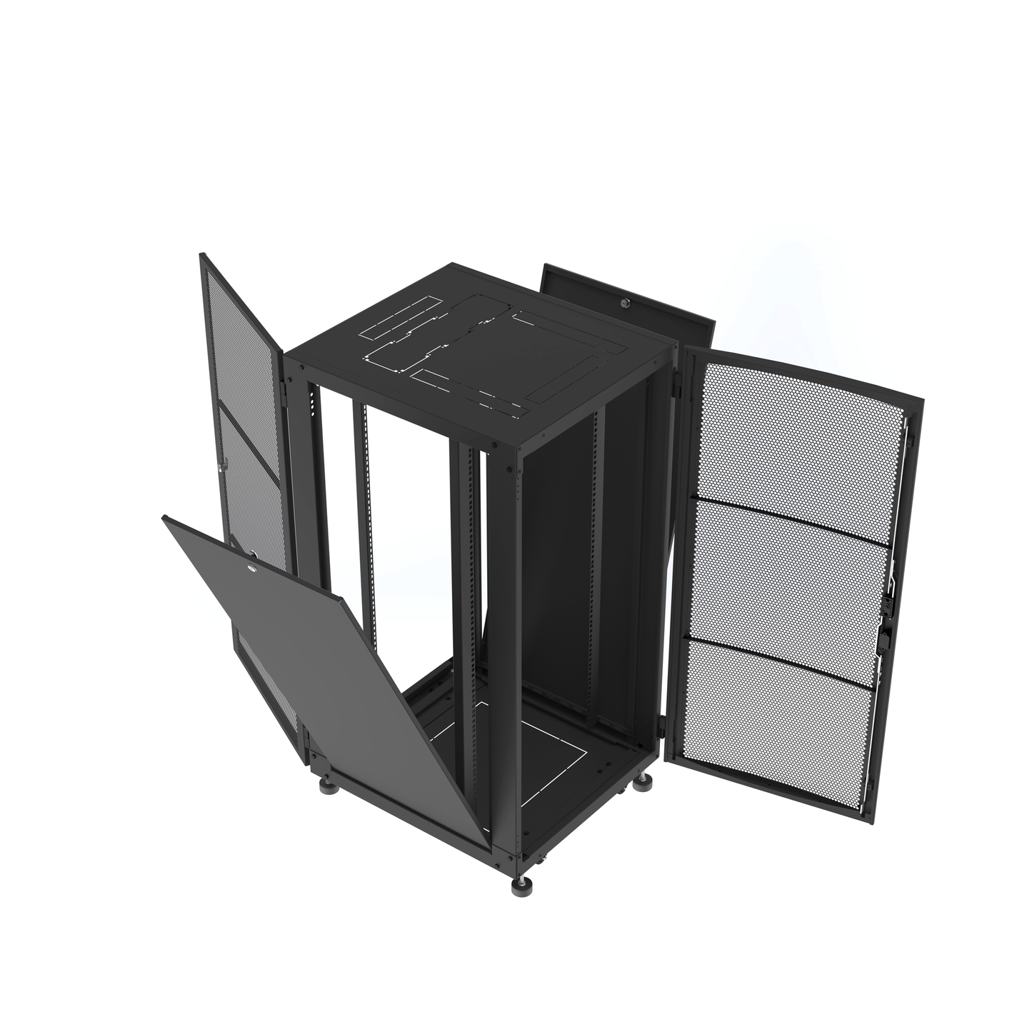 Gabinete Rack 19" 24 UR, Puertas Ventiladas. 4 postes Rack. 600 x 700 x 1200 (An x Al x Prof.)