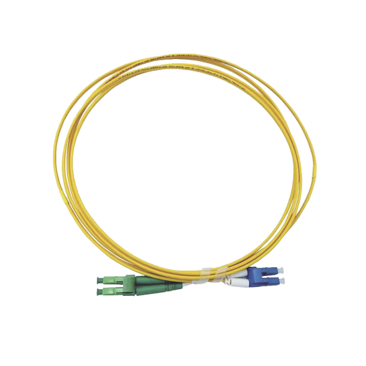 Jumper de Fibra Óptica Monomodo 9/125 LC/UPC-LC/APC, OFNR (Riser), 2.0 mm, Dúplex, amarillo, 3 metros