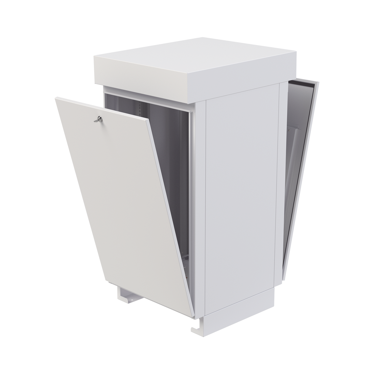 Gabinete de Piso Uso Exterior IP-54 de 19" 20 UR, Doble Puerta, Postes frontales e Intermedios Ajustables.