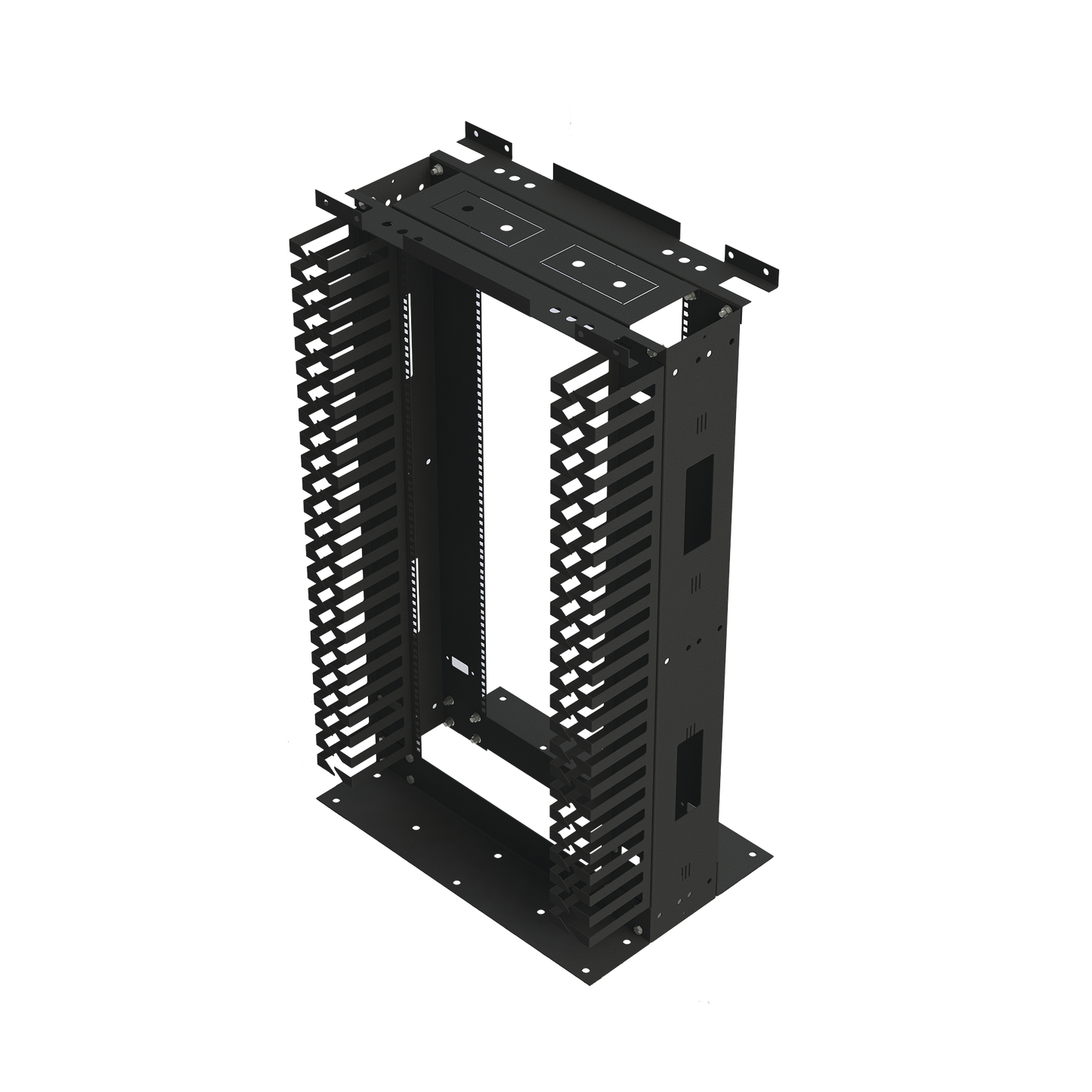 Rack de Acero de 4ft x 19in, 24UR con Organizadores Verticales Y Guía Superior para Cableado.