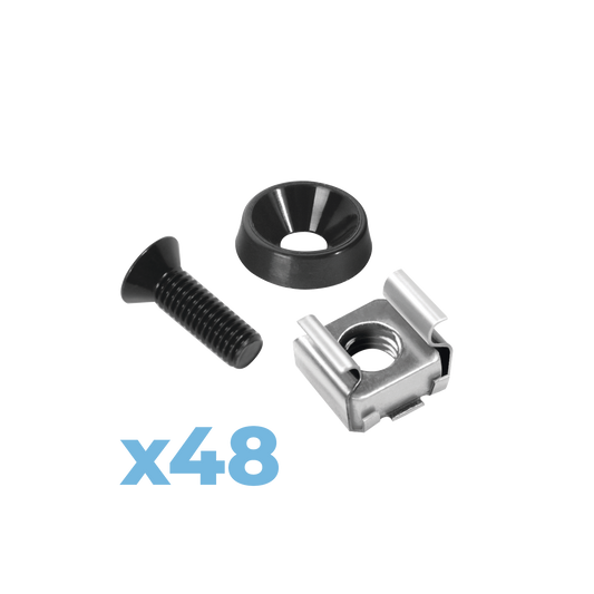 Juego de 48 Tornillos con 48 Arandelas y 48 Tuercas Enjauladas para Rack LINKED PRO.