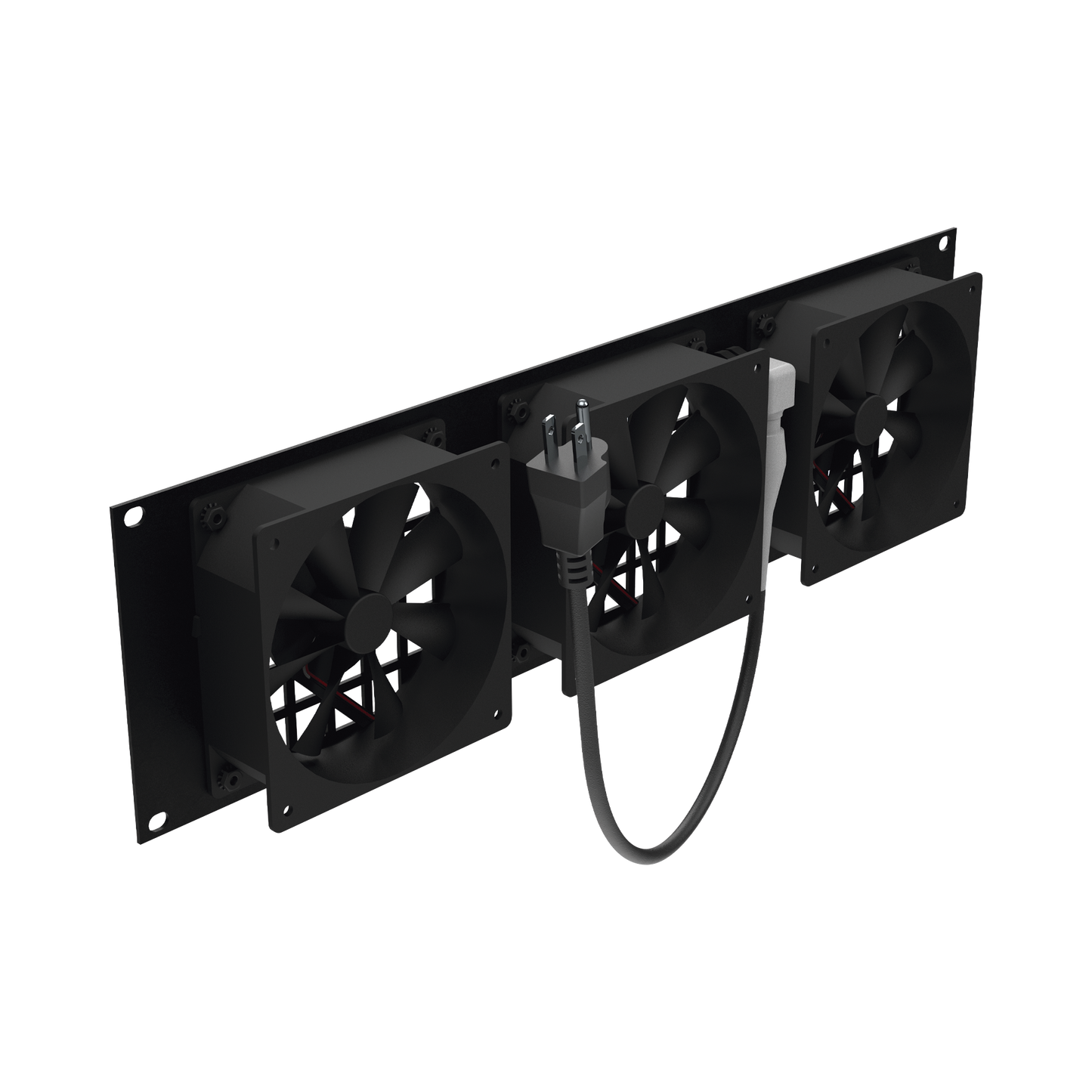 Kit de 3 Ventilador 110 Vca (12 x 12 cm) con Clavija 5-15P. Para instalación en Postes Rack.