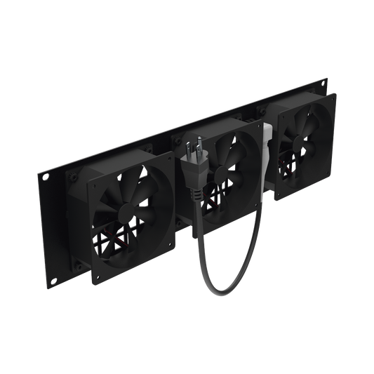 Kit de 3 Ventilador 110 Vca (12 x 12 cm) con Clavija 5-15P. Para instalación en Postes Rack.