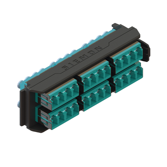 Placa Acopladora LightVerse, 12 Conectores Dúplex LC/UPC, Acepta hasta 24 fibras Multimodo OM3 y OM4  (No Shuttered)