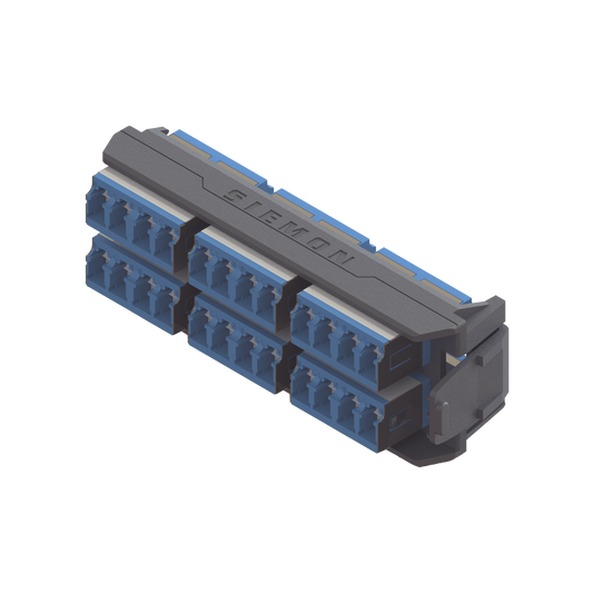 Placa Acopladora LightVerse, 12 Conectores Dúplex LC/UPC "Shuttered", Acepta hasta 24 fibras Monomodo