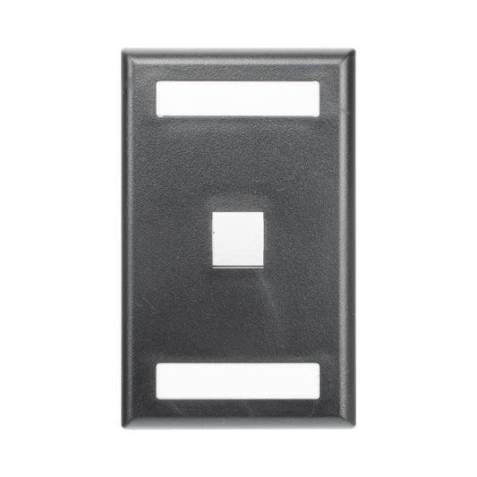 Placa de Pared Vertical, Salida Para 1 Puerto Keystone, Con Espacios Para Etiquetas, Color Negro