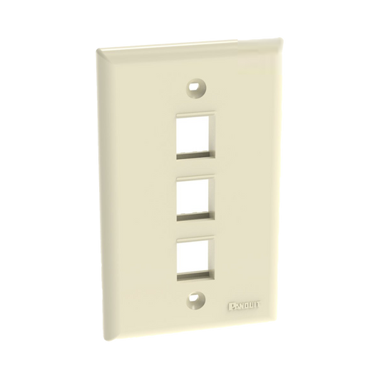 Placa de Pared Vertical, Salida Para 3 Puertos Keystone, Color Marfil