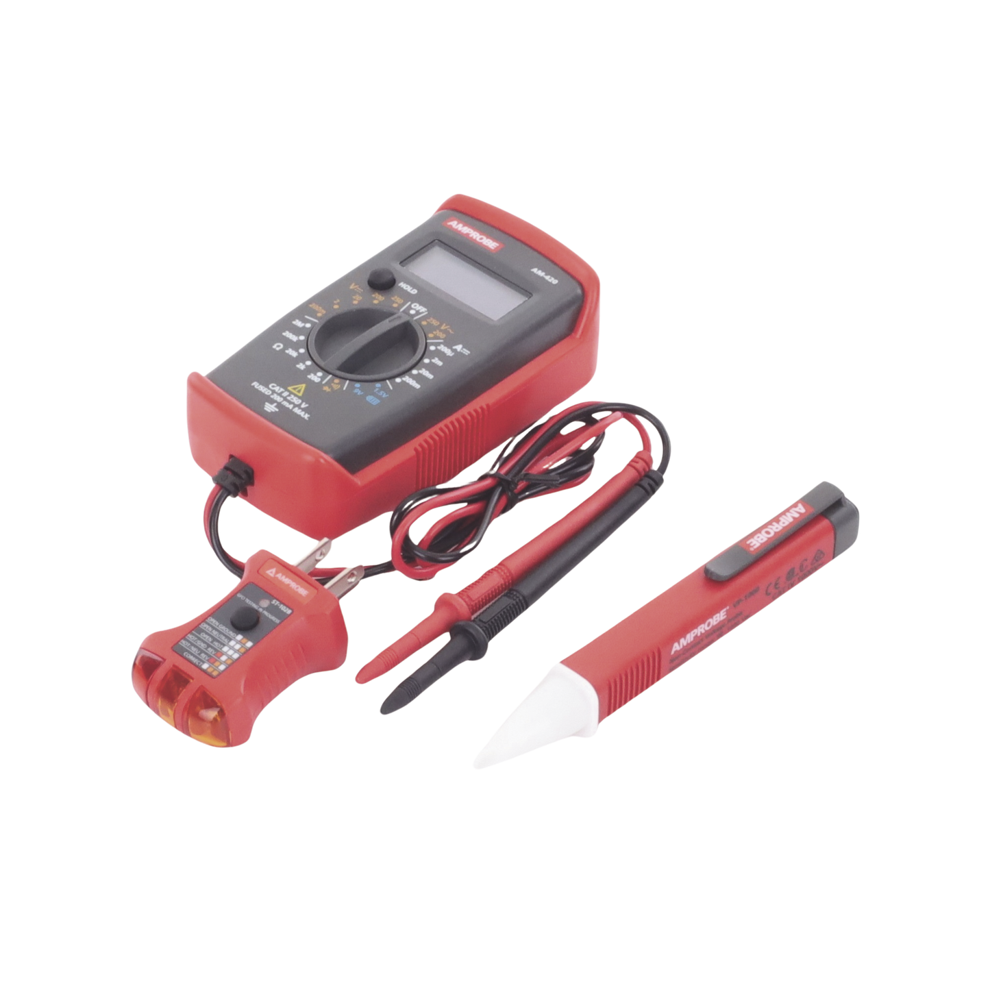 KIT Básico para Instaladores y Electricistas, con Multímetro, Detector de Tensión sin Contacto, y Comprobador de Fase GFCI