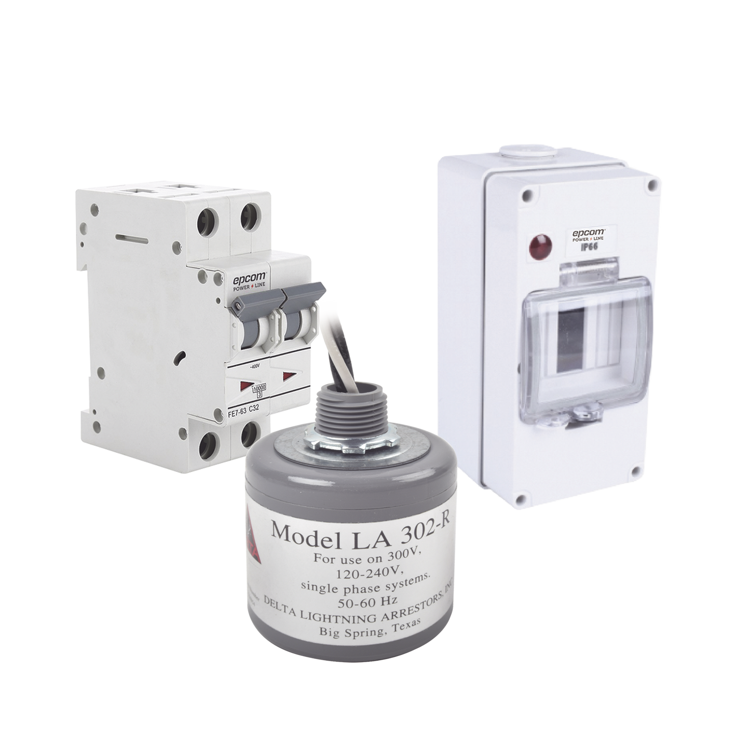 Kit de Centro de Carga Para Corriente Alterna, Breaker de hasta 400 Vca de 40 A con Supresor de Picos Transitorios.