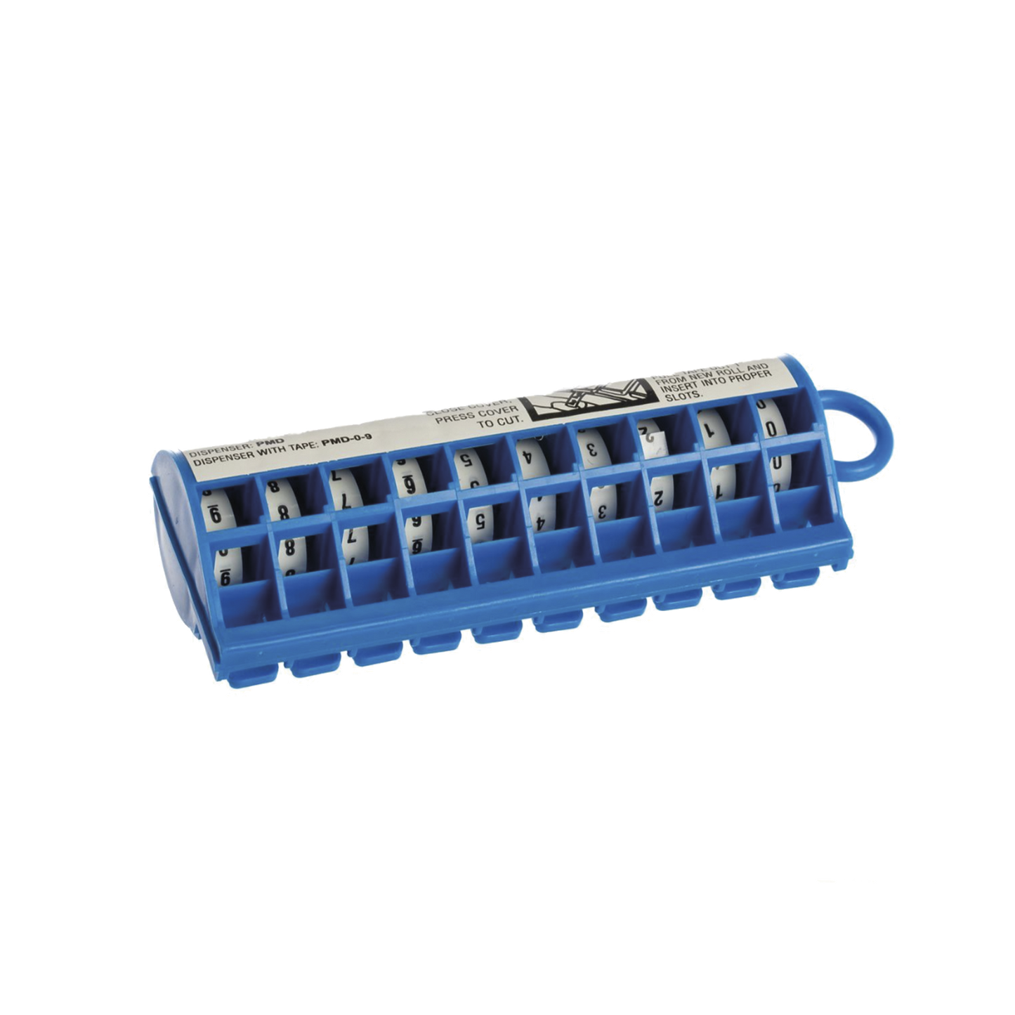 Dispensador de Etiquetas Marcadoras, Con rollos Pre-Impresos con Números 0-9, de 2.4 metros, Color Blanco