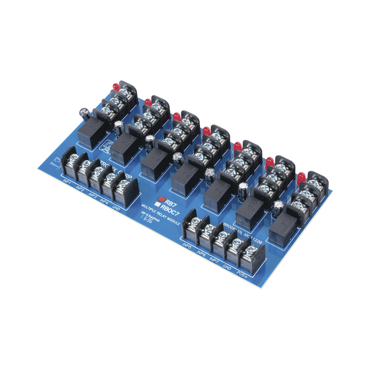 Módulo de 7 Relevadores y/o 7 triggers independientes, ultra sensible, con voltaje de entrada de 12 o 24 Vcd