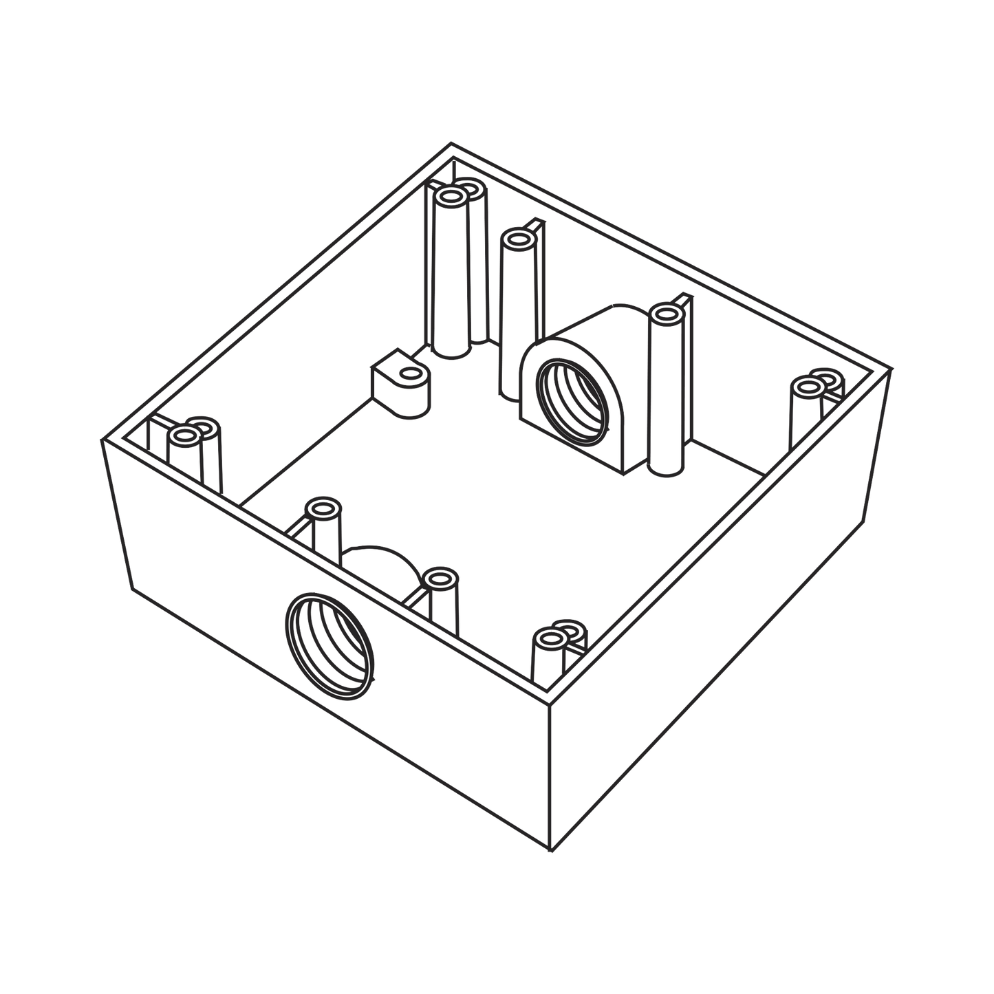 Caja Cuadra de 3/4" a Prueba de Intemperie/ Cuenta con 2 salidas.