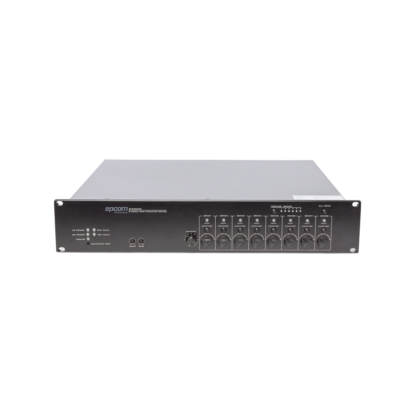 Controlador de Extensión de Evacuación de Voz - 8 Zonas, 500W, Soporta Máx. 19 SF6200MS en Cascada