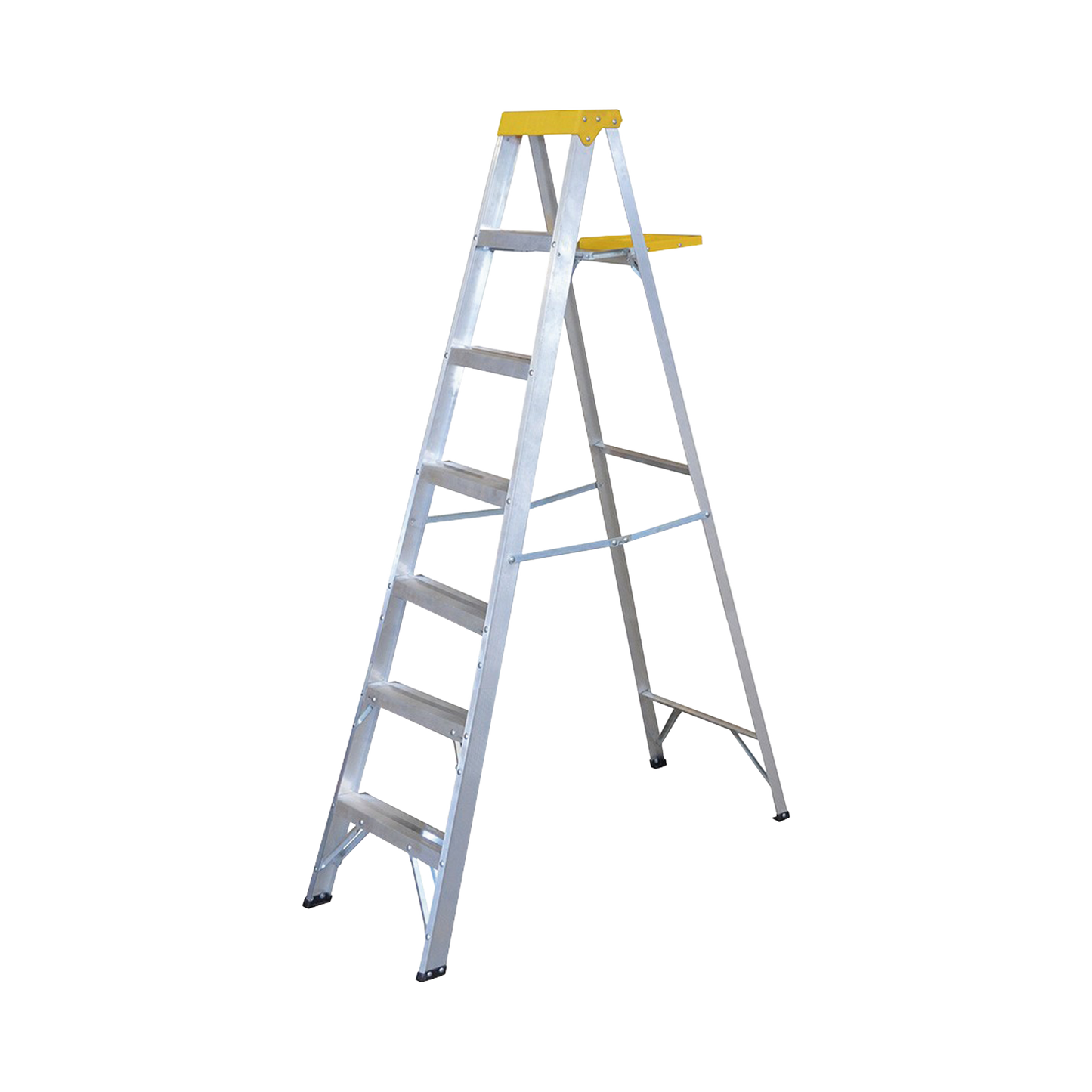 Escalera de aluminio tipo tijera de 6 peldaños 2.13 metros