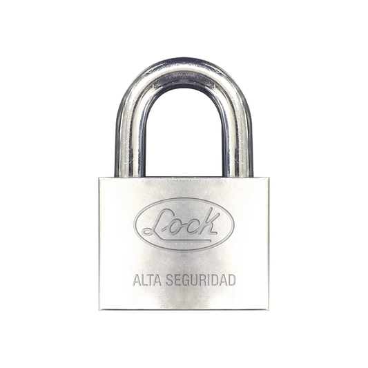 Candado de hierro alta seguridad con llave de disco/ Acabado Cromado/ Llaves Abloy/ Medida de Horquilla 50 mm.