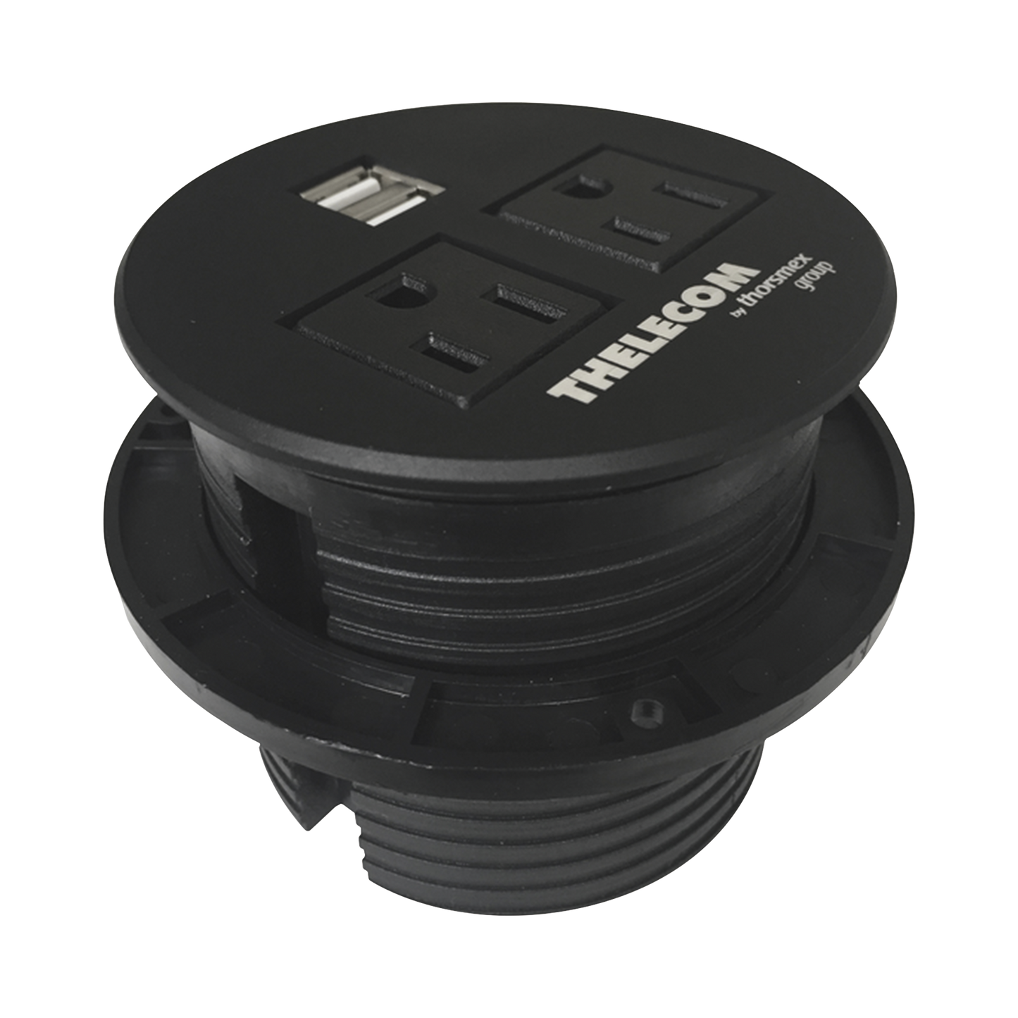 Multicontactos / USB empotrable color negro, no incluye cable de poder