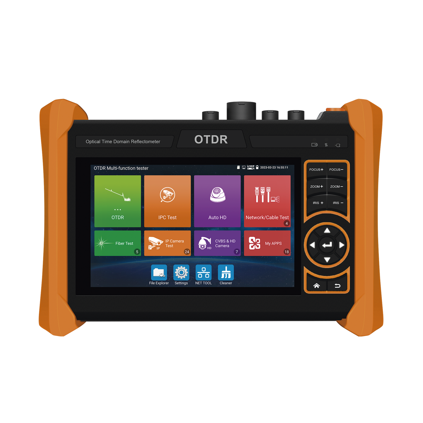 Probador de Vídeo y OTDR / Pantalla LCD de 7" / IP ONVIF / 8MP TVI + 8MP CVI + 8MP AHD + SDI/EX?SDI + Cable TDR / Prueba de Red de Fibra Óptica