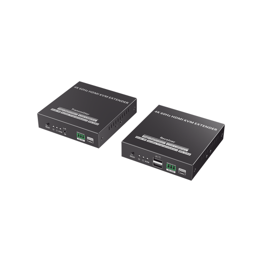 Kit Extensor KVM (HDMI y USB) hasta 150 metros | Transmite el Video y Controla tu DVR vía USB a distancia | Soporta resolución 4K @60Hz | Cat 6, 6a y 7 | Salida Loop en el Tx para visualización local