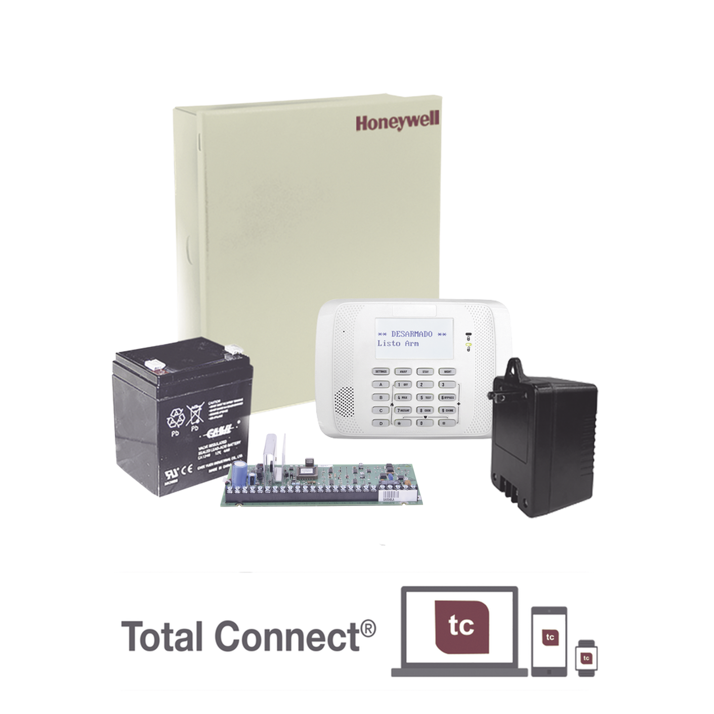 Kit de Panel de Alarma VISTA48LA con Gabinete, Batería y Transformador